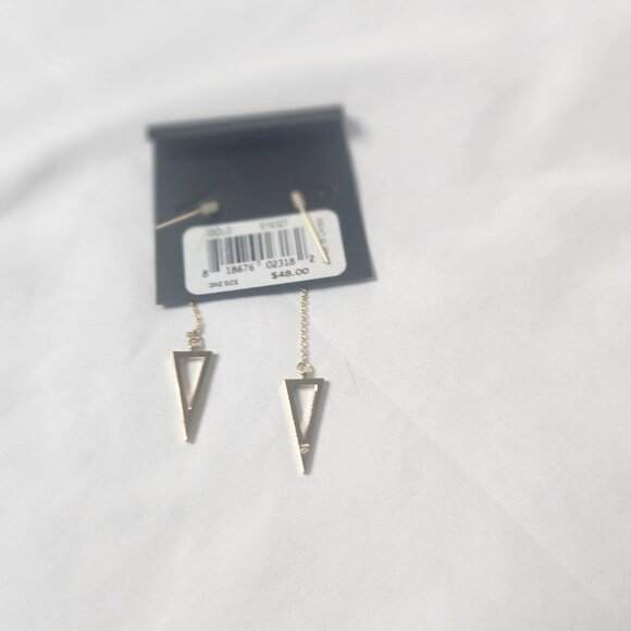 Rebecca Minkoff Women's Gold Toned Triangle Earrings New - Picture 5 of 5